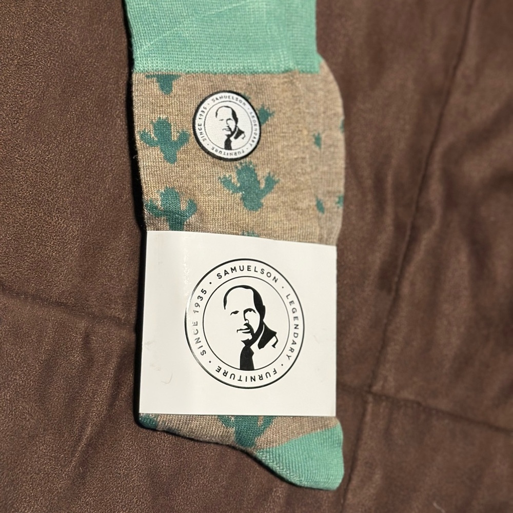 Samuelsohn Men's Green and Beige Cactus graphic Casual Socks